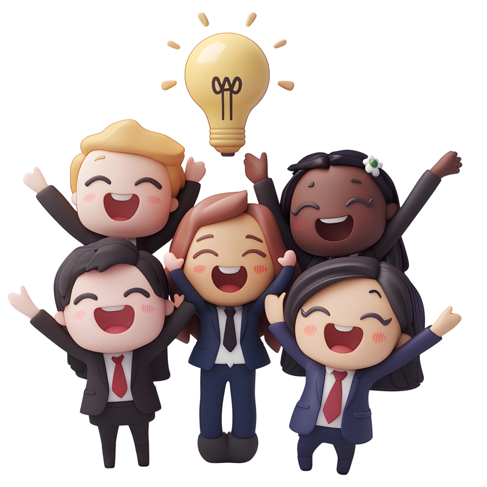 group of business happy people on transparant background png
