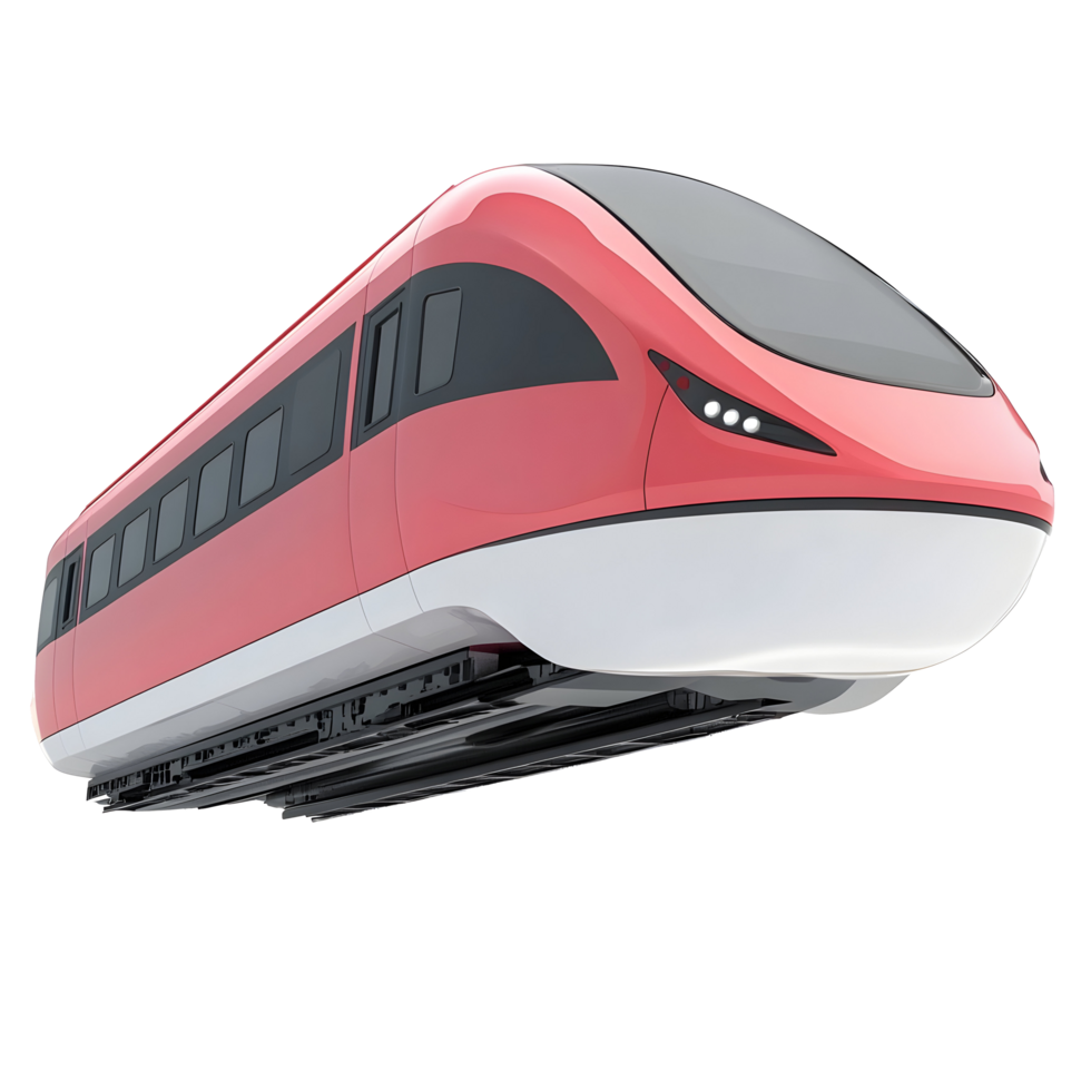 High-speed red train isolated on white and transparent background png