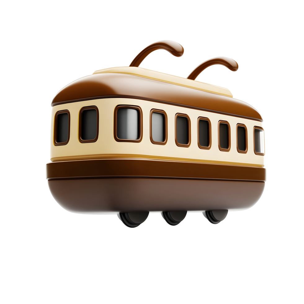 chocolate train 3d model on transparent background png