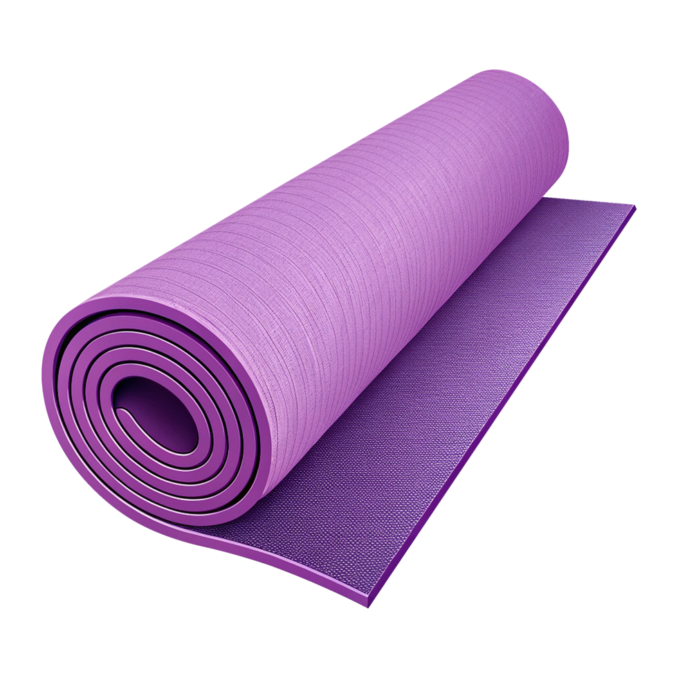 Tightly rolled fitness mat isolated on transparent background png