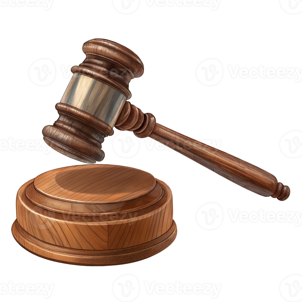 3D Wooden Gavel Transparent Background for Legal and Auction Use png