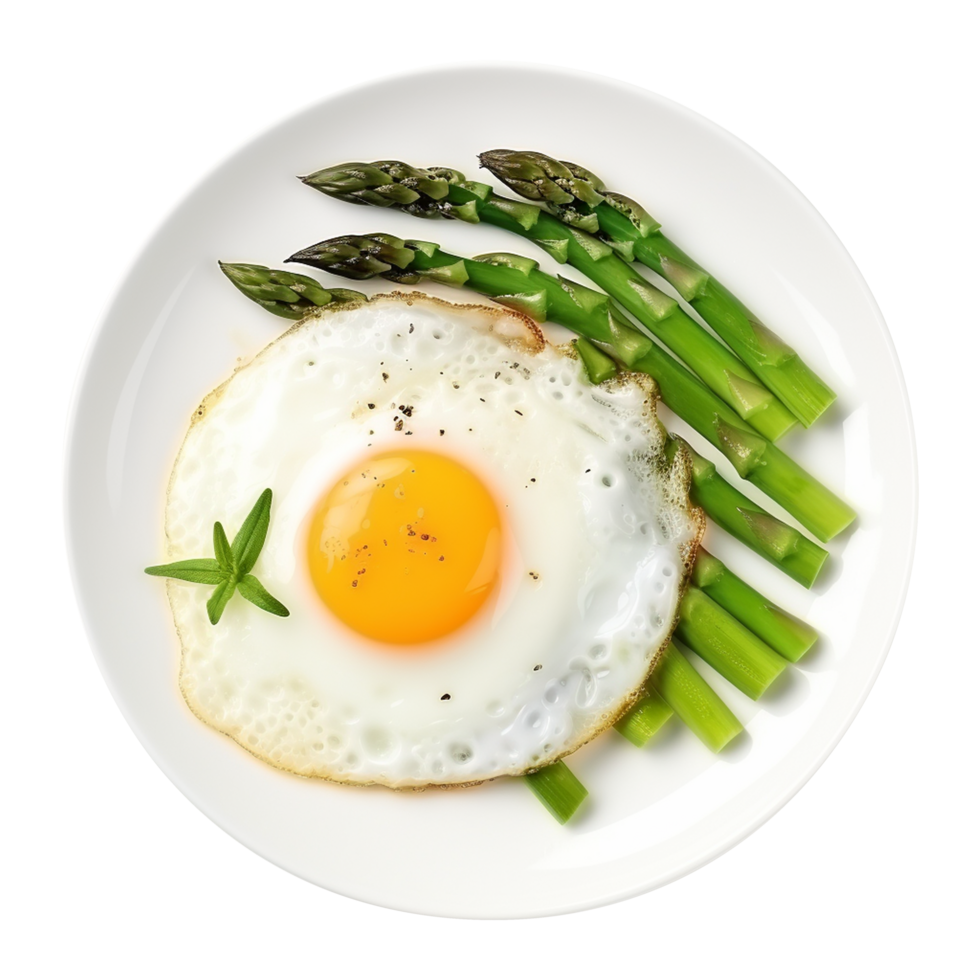 Delicious fried egg and asparagus breakfast combo transparent background png