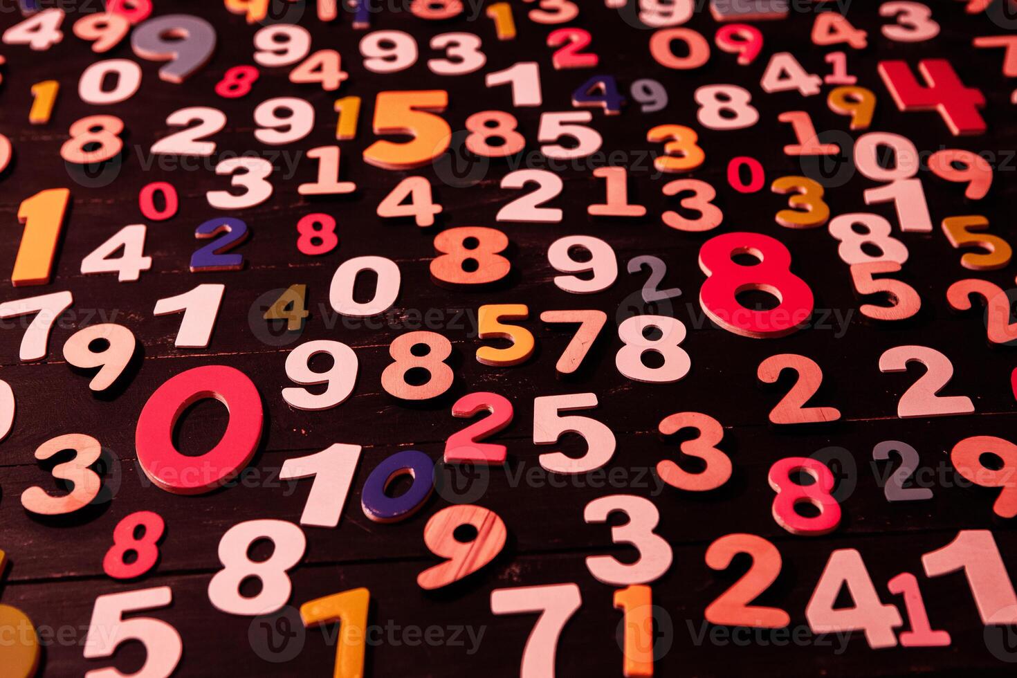 colorful numbers background on blak texture photo