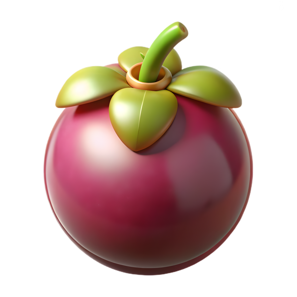 a red fruit with a green leaf on top png