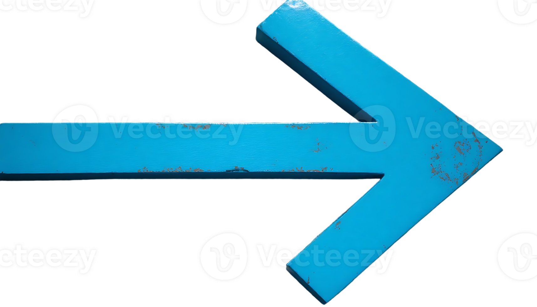 Blue Weathered Right Arrow Sign on Transparent Background, Showing Direction and Navigation png