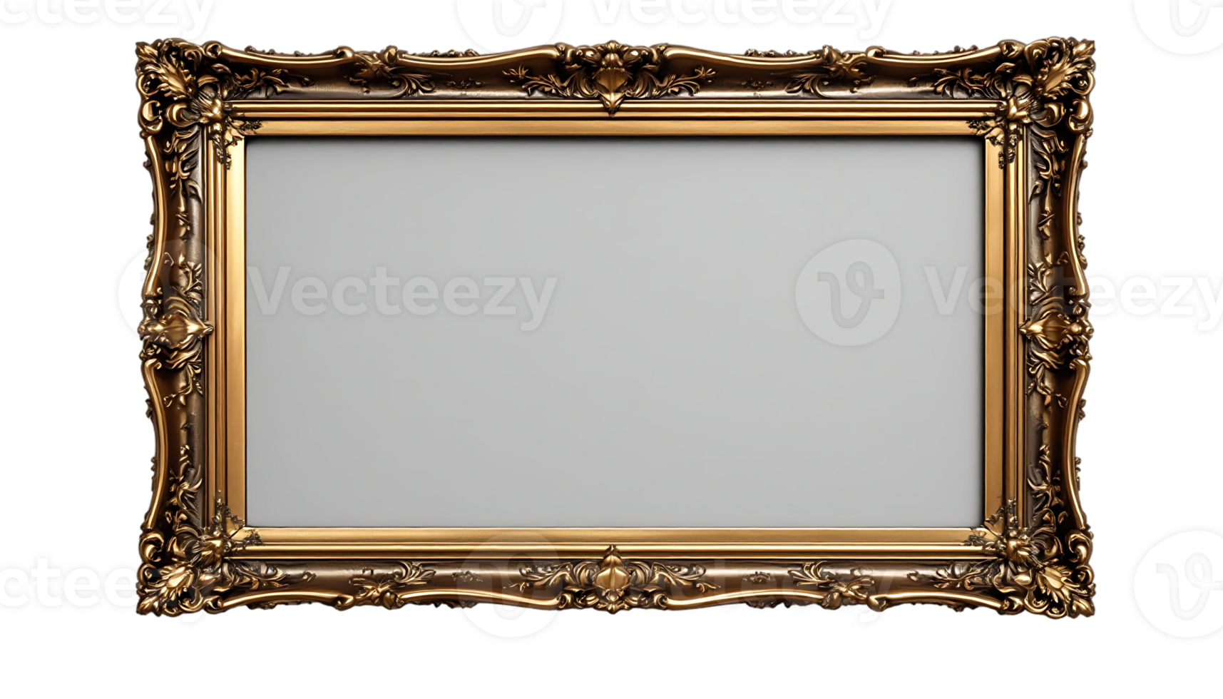 Ornate Gold Picture Frame with Intricate Floral Designs on Transparent Background for Elegant Home Decor and Wall Art png
