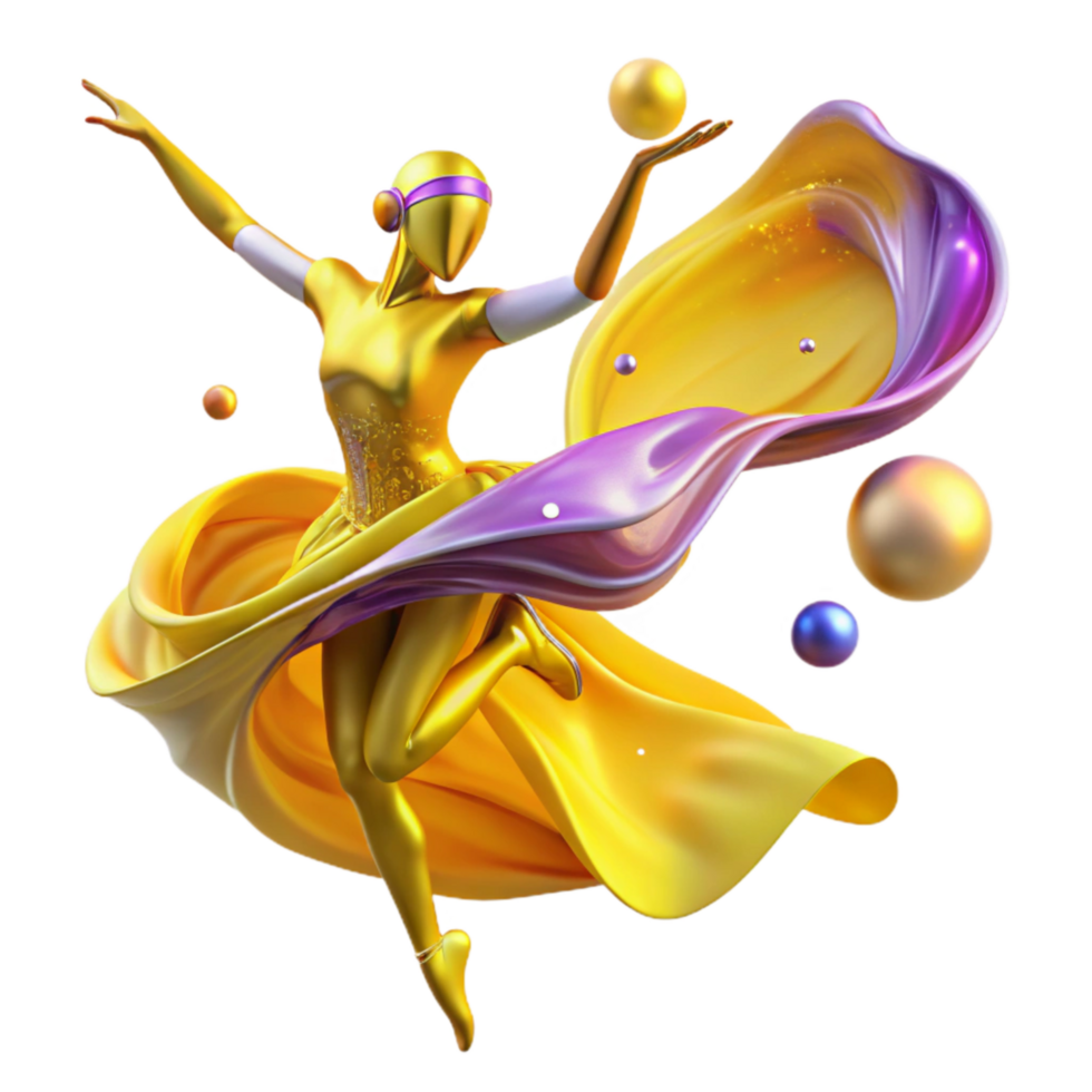 dramatic traditional Abstract Dance Form in Blue Cutout with Vibrant Colors high resolution png