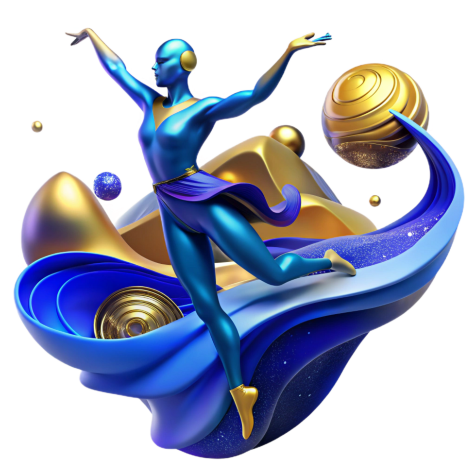 elegant minimalist Abstract Dance Form in Blue Cutout with Vibrant Colors high quality png