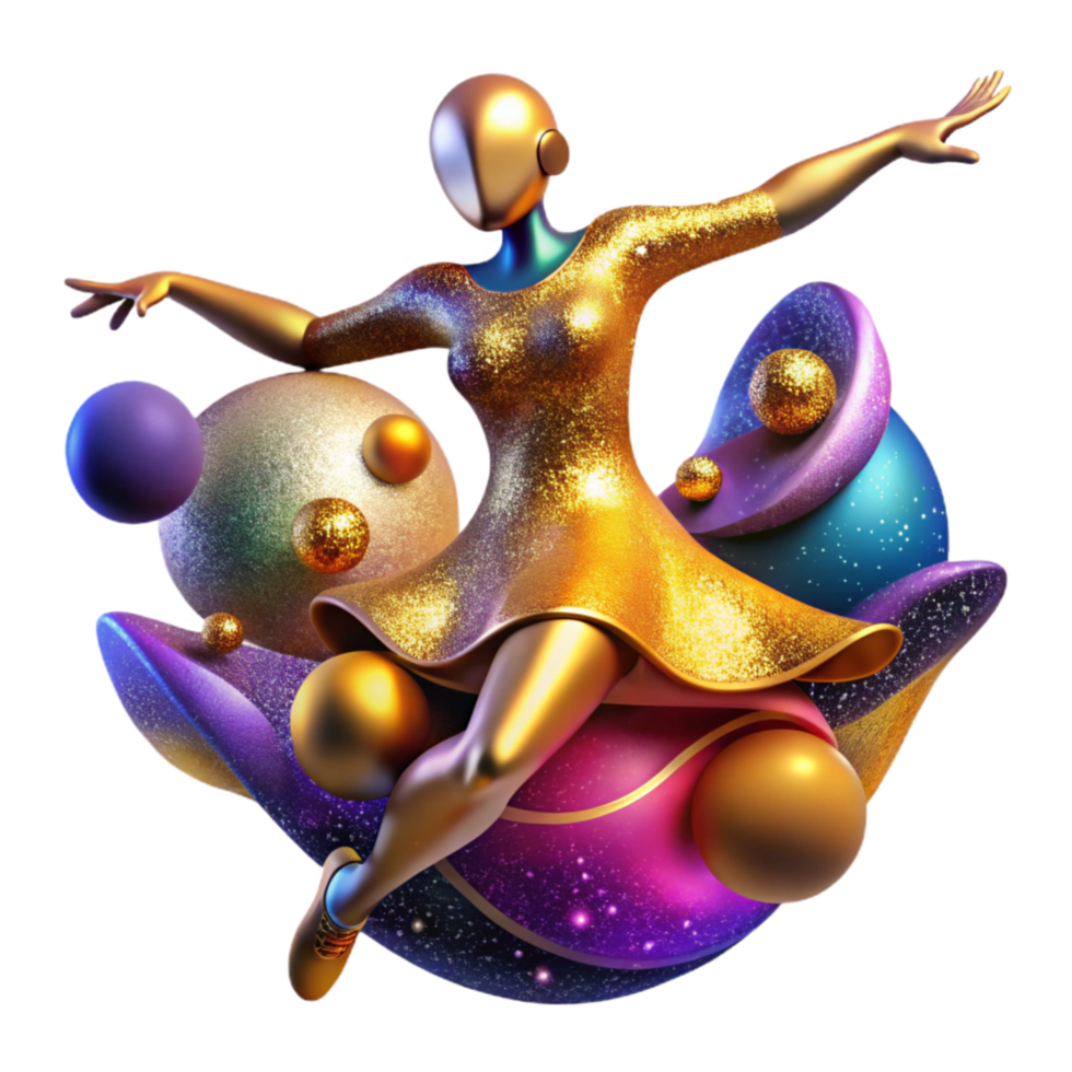 extraordinary classic Abstract Dance Form Cutout with Vibrant Colors detailed png