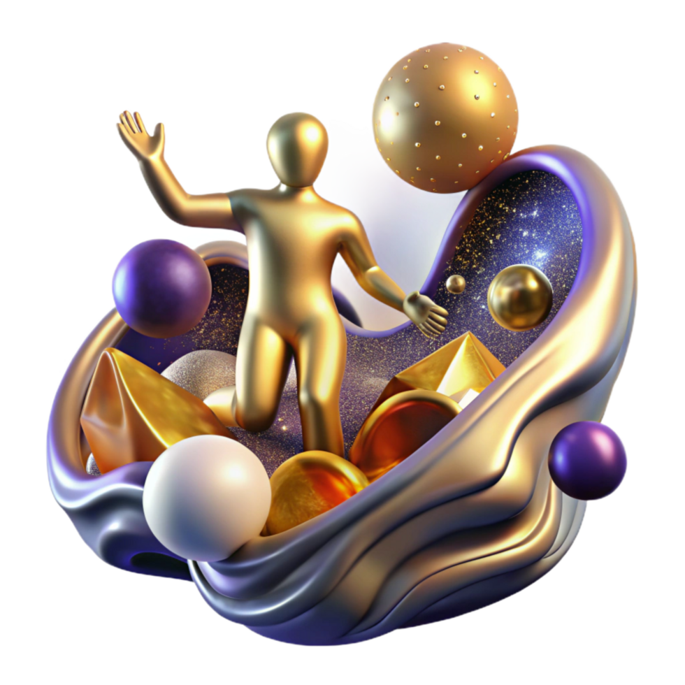 magnificent creative Abstract Figure Reaching for Future Isolated Element detailed png