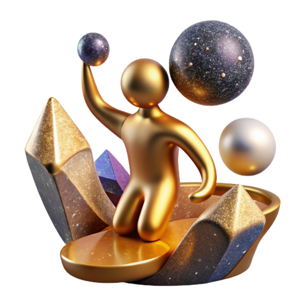 dramatic traditional Abstract Figure Reaching for Future Isolated Element authentic png