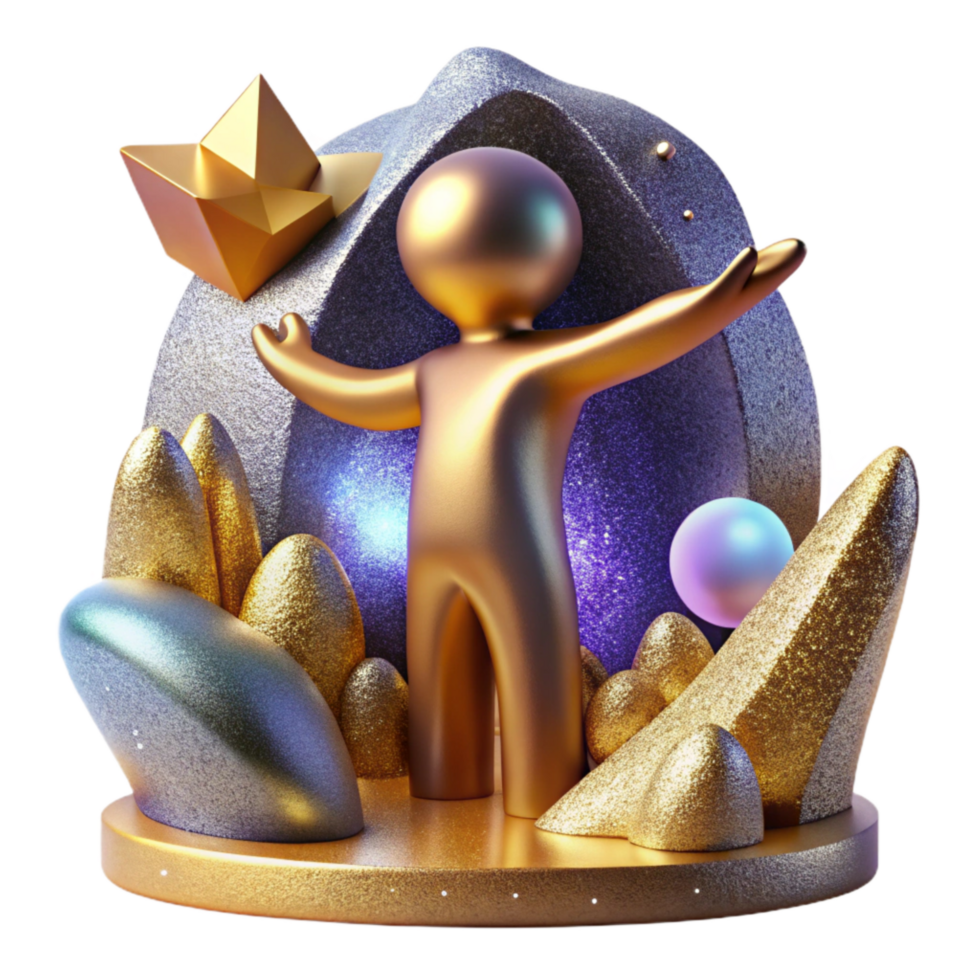 serene creative Abstract Figure Reaching for Future Isolated Element premium png