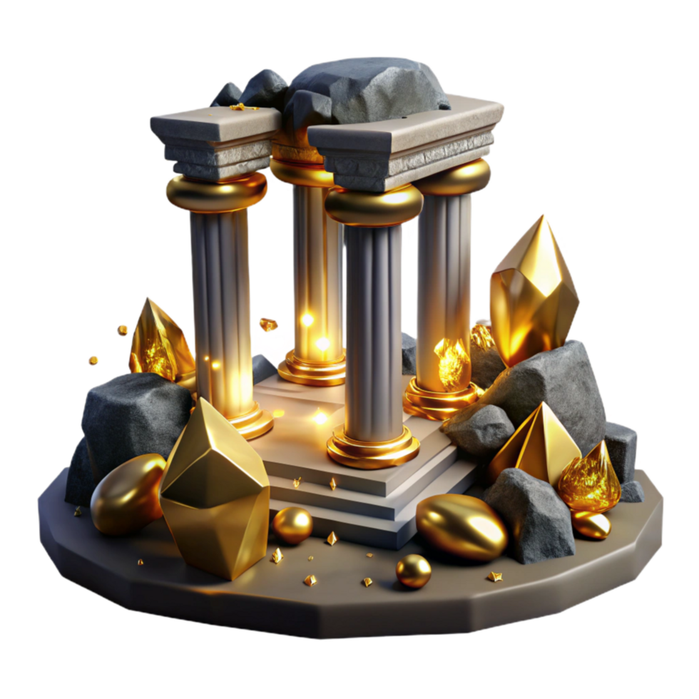 serene traditional Ancient Ruins with Dramatic Lighting Isolated Element original png