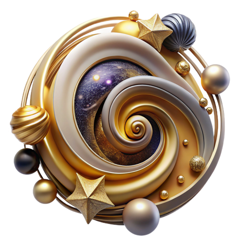 wonderful vintage Abstract Swirls Cutout with Golden Gradient high quality png
