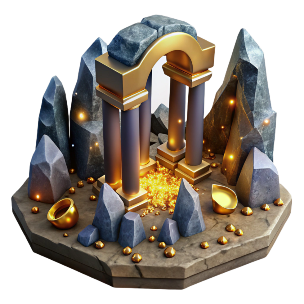 elegant rustic Ancient Ruins Cutout with Stone Texture genuine png