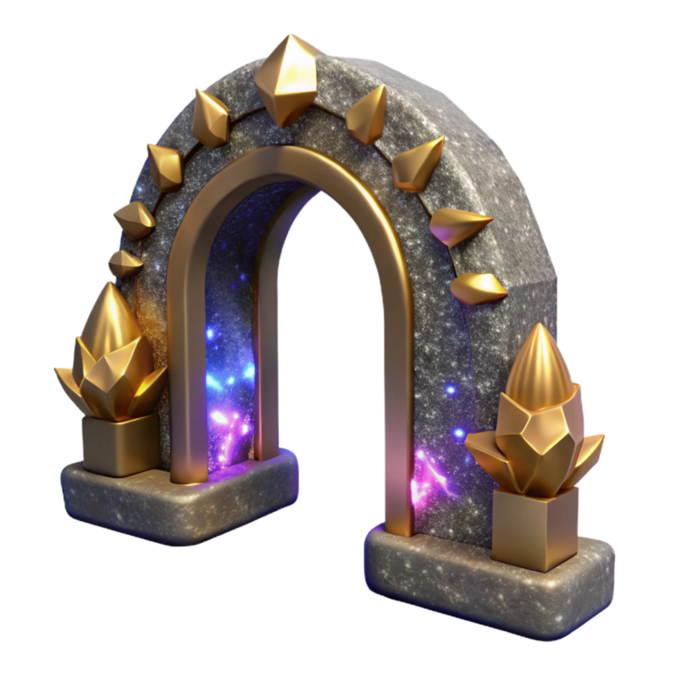 magnificent contemporary Ancient Stone Archway with Dramatic Side Lighting detailed png