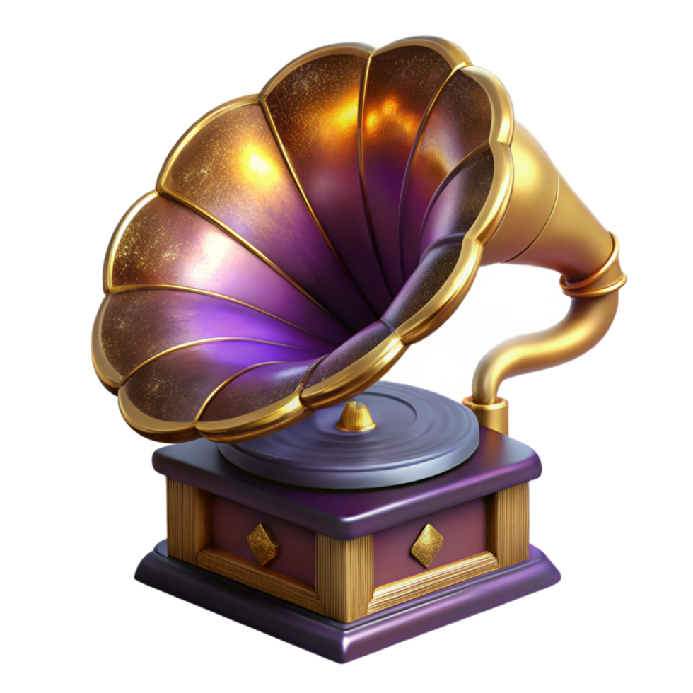 serene traditional Antique Gramophone with Horn Speaker Isolated high quality png