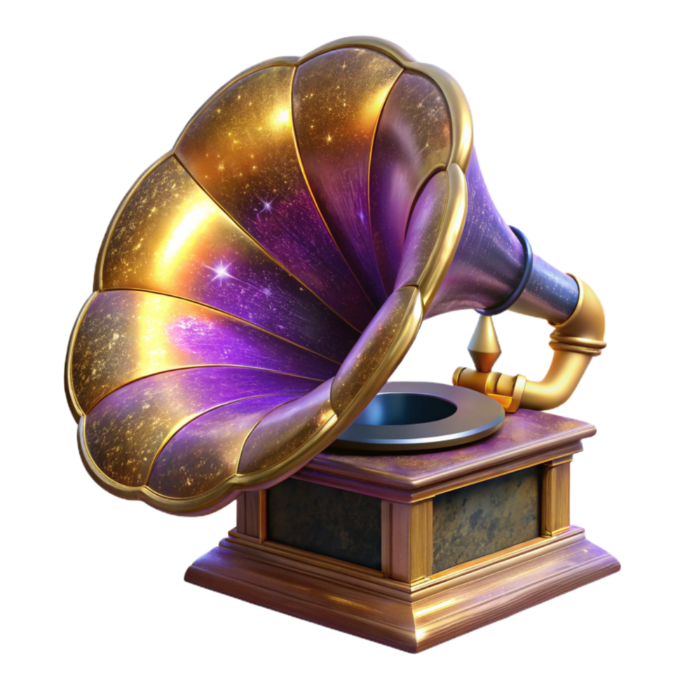 dramatic minimalist Antique Gramophone with Horn Speaker Isolated exclusive png