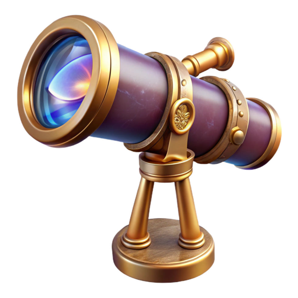 impressive vintage Antique Telescope Isolated on Transparent Background with Brass Details authentic png