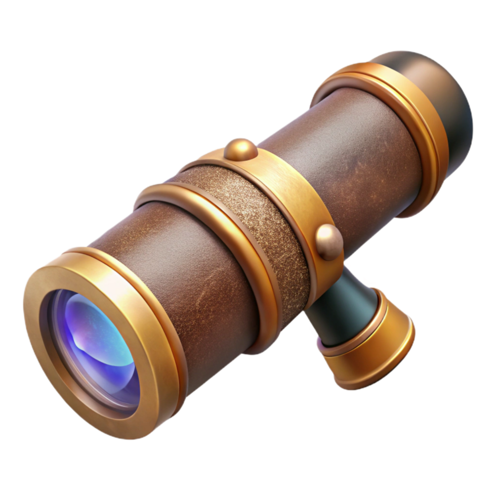 beautiful vintage Antique Spyglass with Leather Detail Transparent Background png