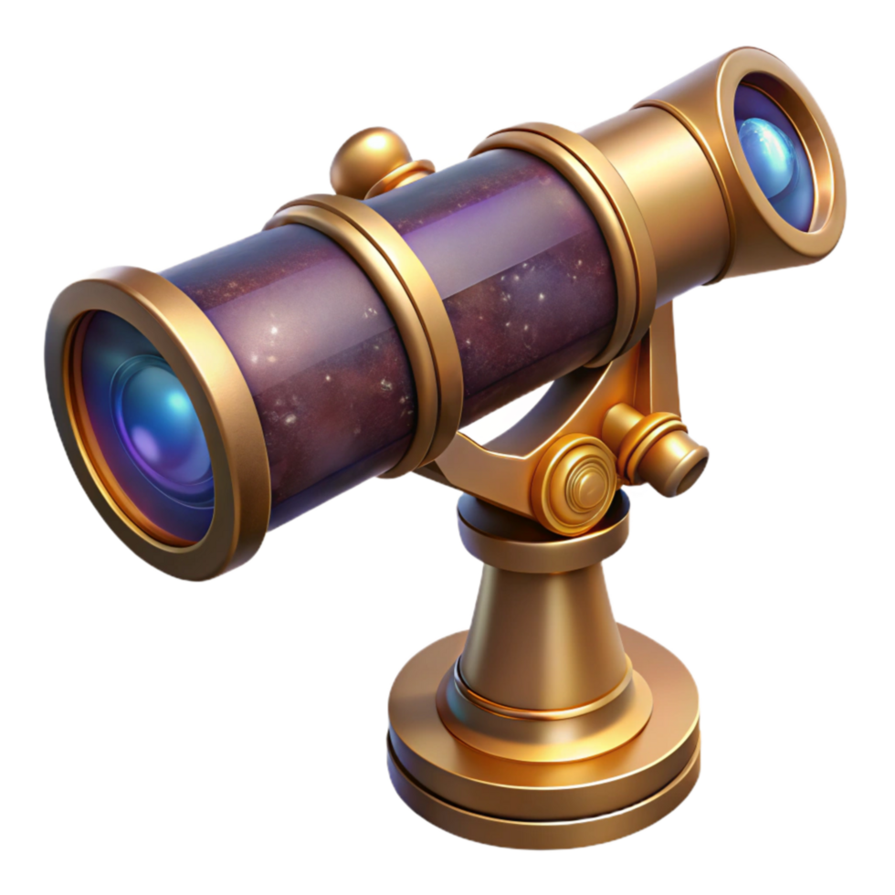 elegant vintage Antique Telescope Isolated on Transparent Background with Brass Details high quality png