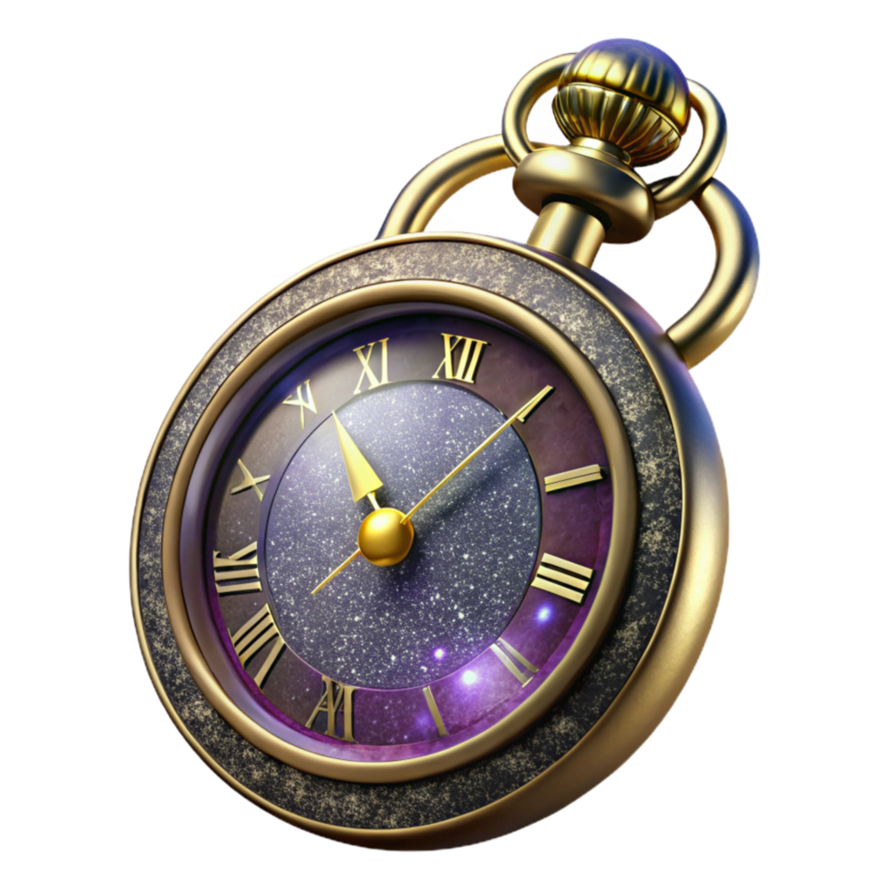 elegant minimalist Antique Pocket Watch with Roman Numerals Isolated detailed png