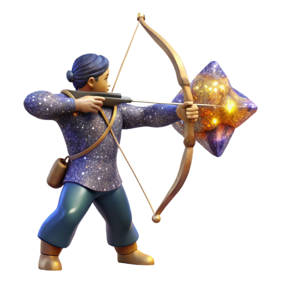beautiful minimalist Archer Drawing Bow Side View Isolated with Detailed Texture png