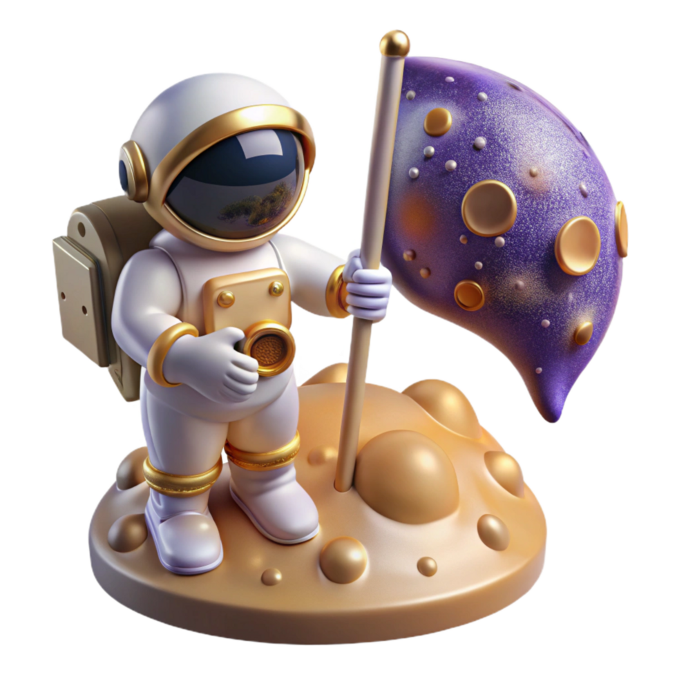 extraordinary creative Astronaut Planting Flag on Moon Cutout Isolated high resolution png