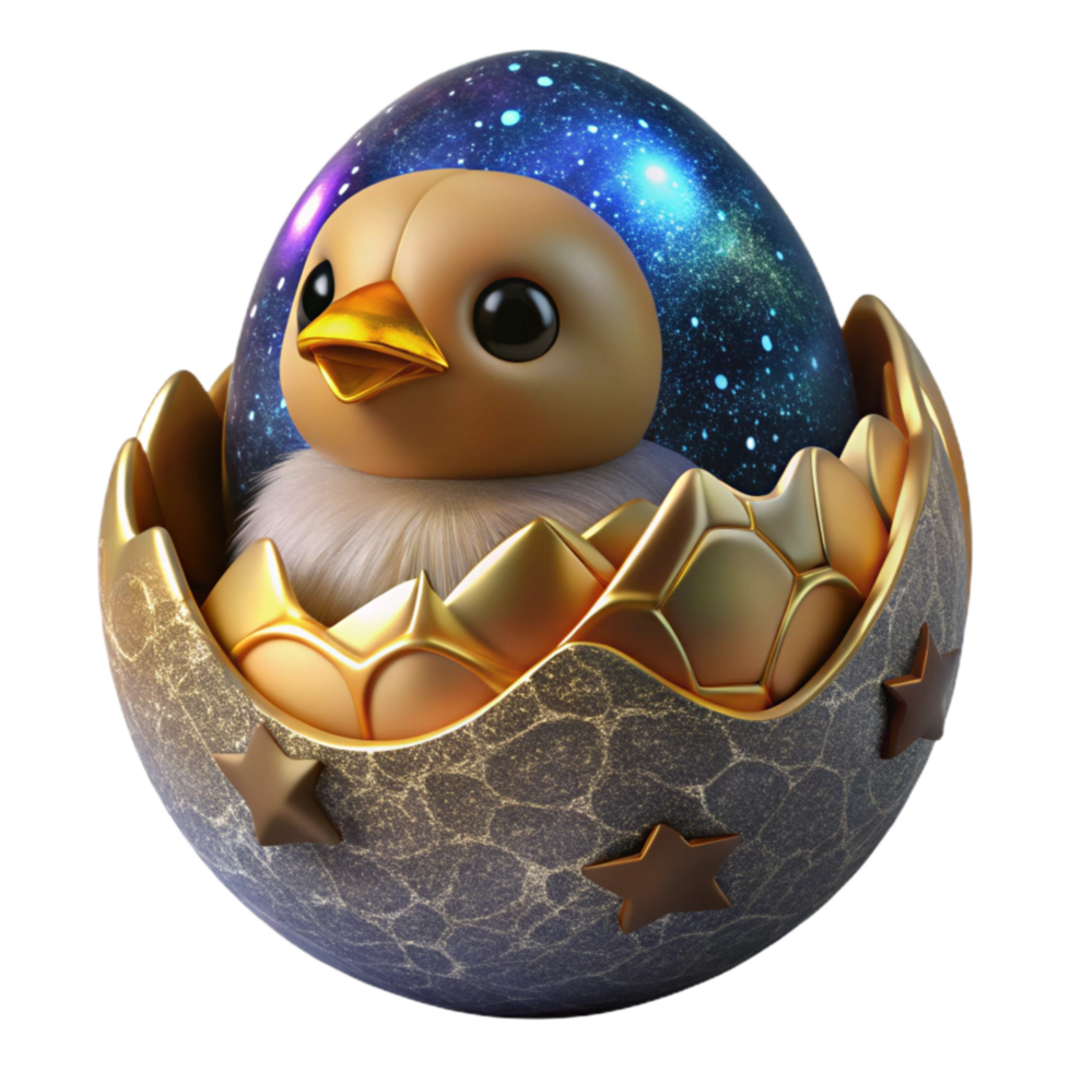 serene creative Baby Bird Hatching From Egg Cutout detailed png