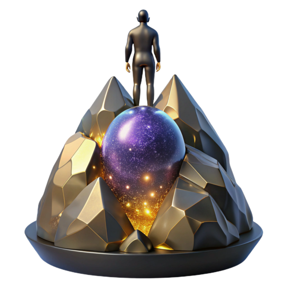 stunning classic Backlit Silhouette of Person on Mountain Peak Transparent Background high resolution png