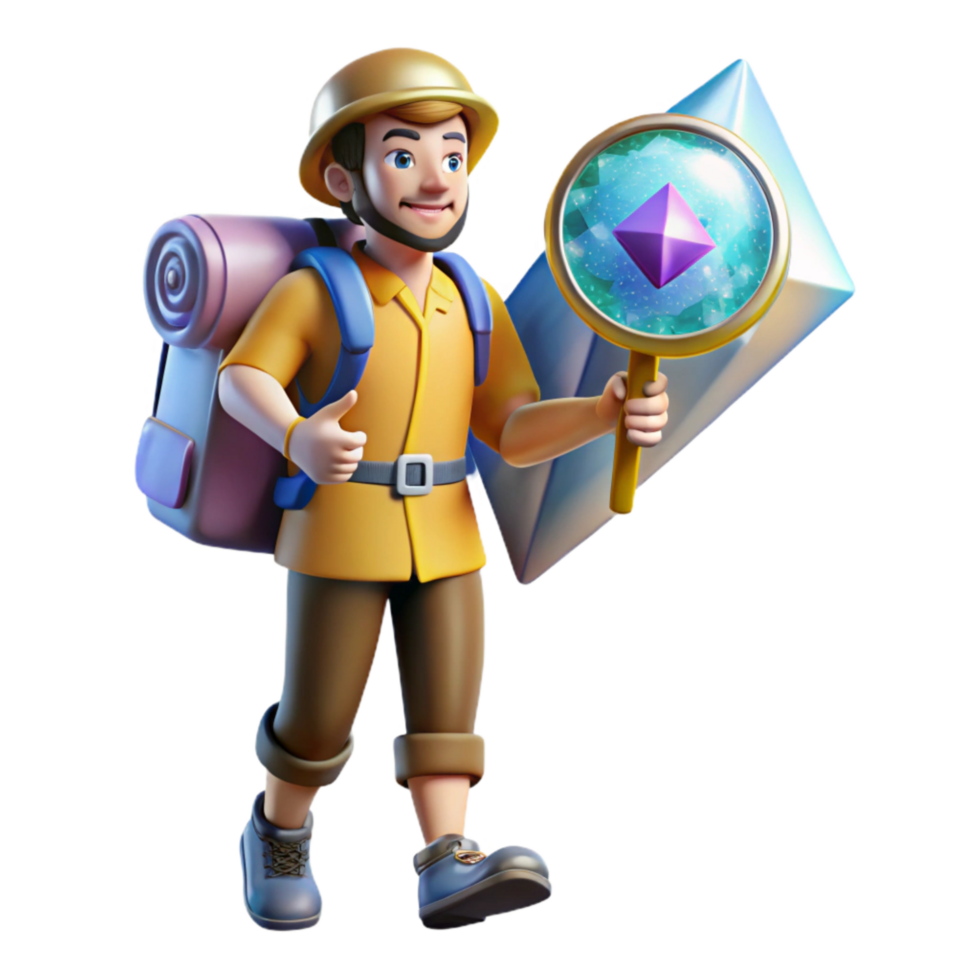 magnificent modern Backpacker with Map and Compass Isolated Transparent Background high quality png