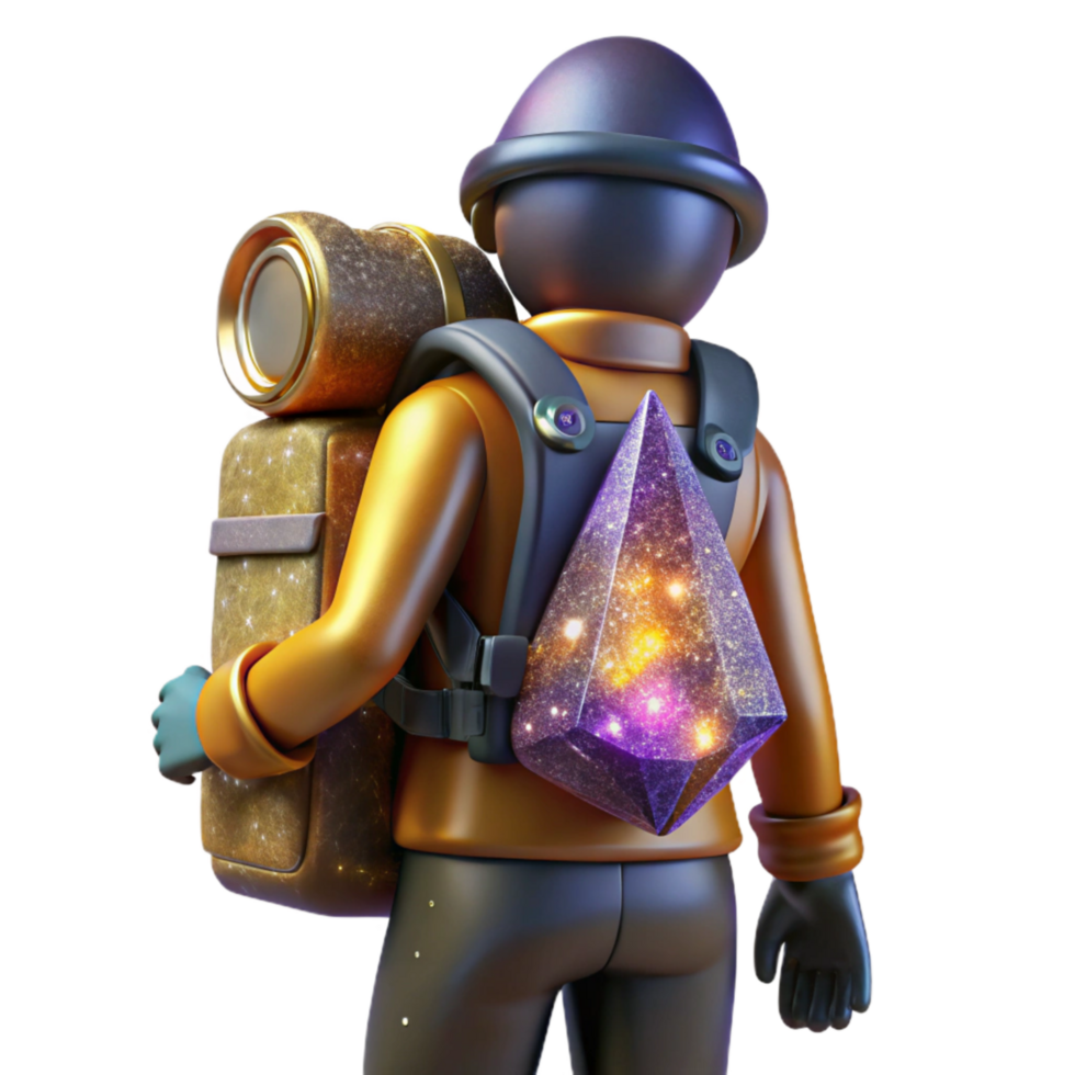 wonderful artistic Backpacker with Hiking Gear Silhouette Isolated Transparent Background professional png