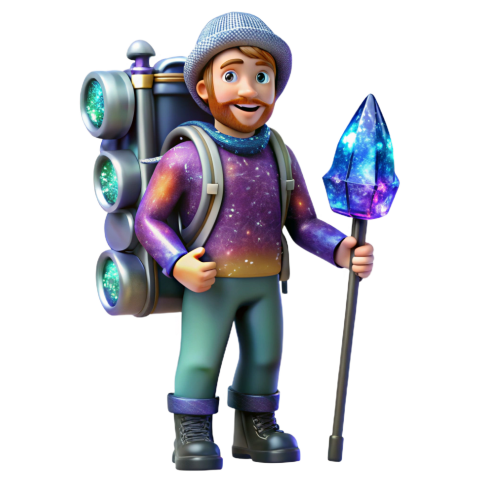 wonderful artistic Backpacker with Trekking Poles Isolated Transparent Background premium png