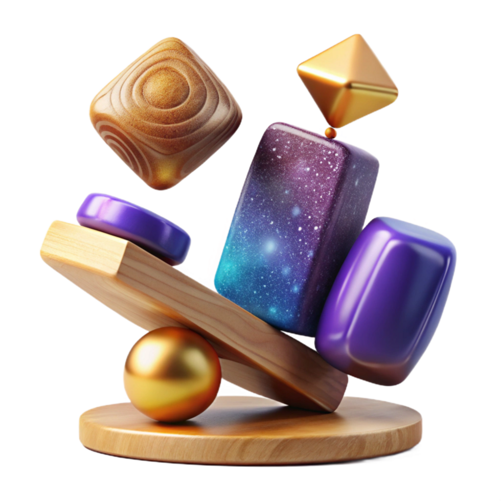 magnificent artistic Balancing Act with Colorful Wooden Blocks png