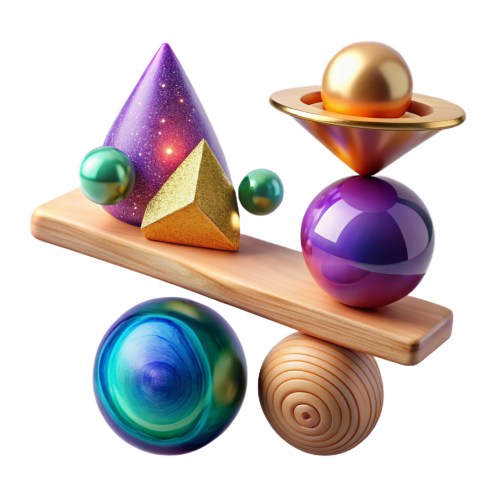 elegant creative Balancing Act with Colorful Wooden Blocks png