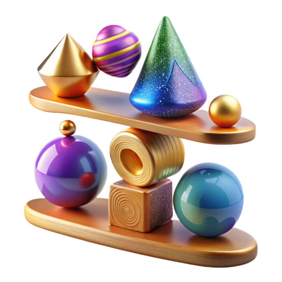 beautiful rustic Balancing Act with Colorful Wooden Blocks premium png
