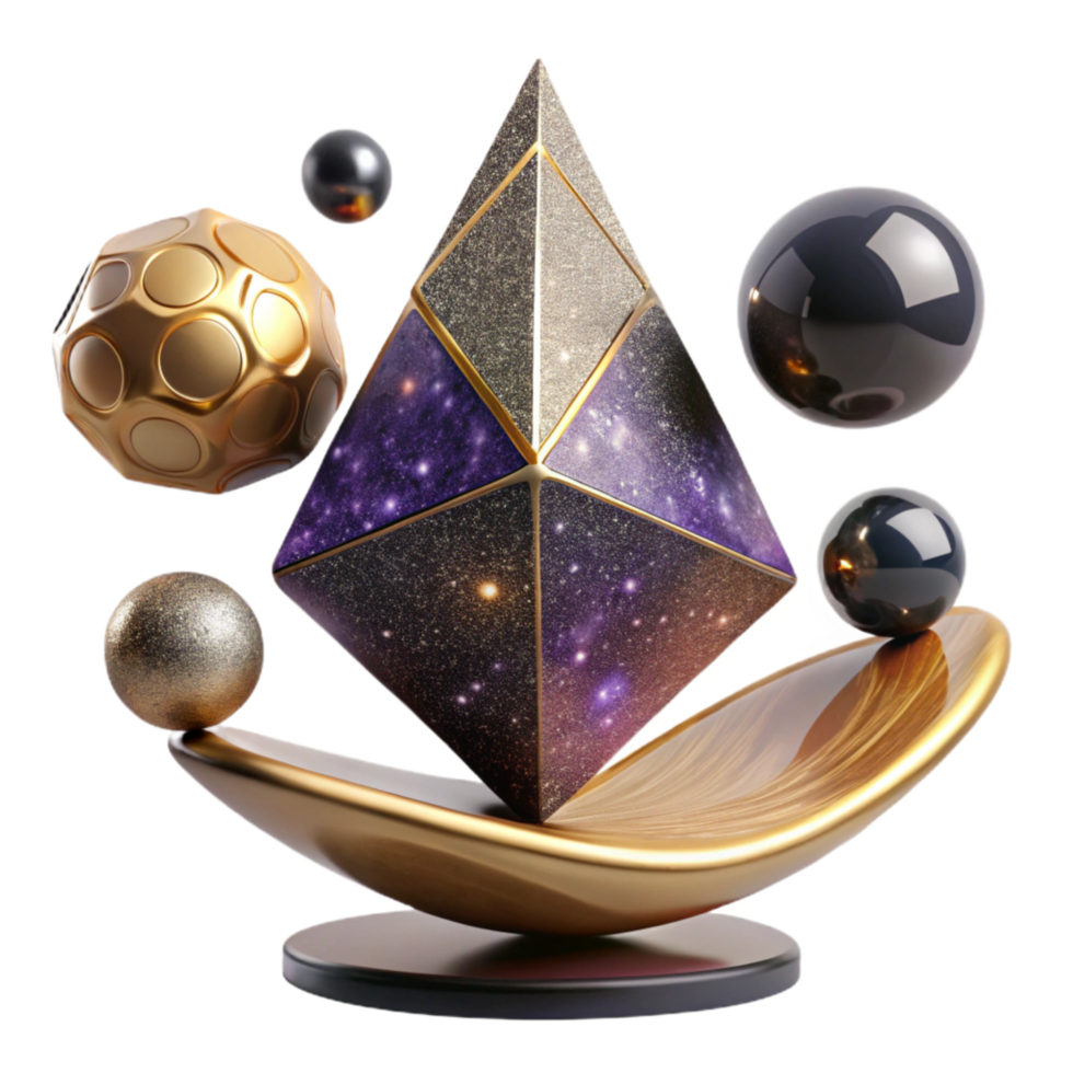 impressive creative Balancing Act with Geometric Shapes Isolated high resolution png