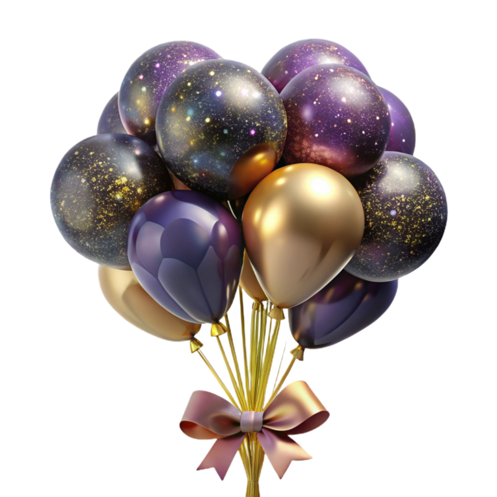 wonderful abstract Balloon Bouquet Tied with Ribbon Isolated high quality png