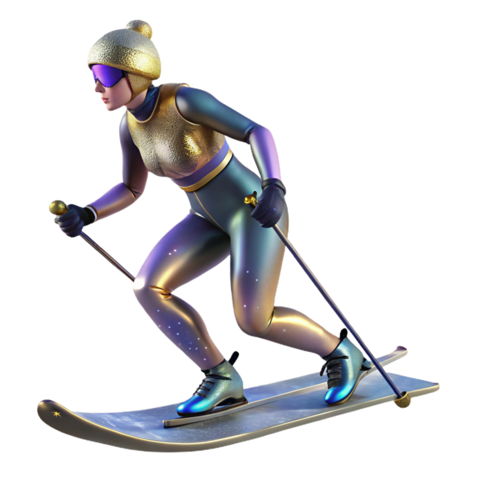 stunning minimalist Biathlon Athlete Skiing Uphill Cutout with Endurance and Determination premium png