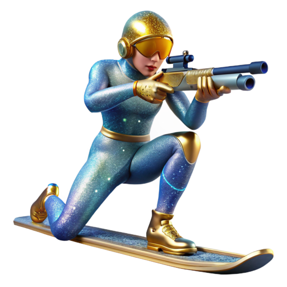 impressive artistic Biathlon Athlete Skiing and Shooting Transparent png