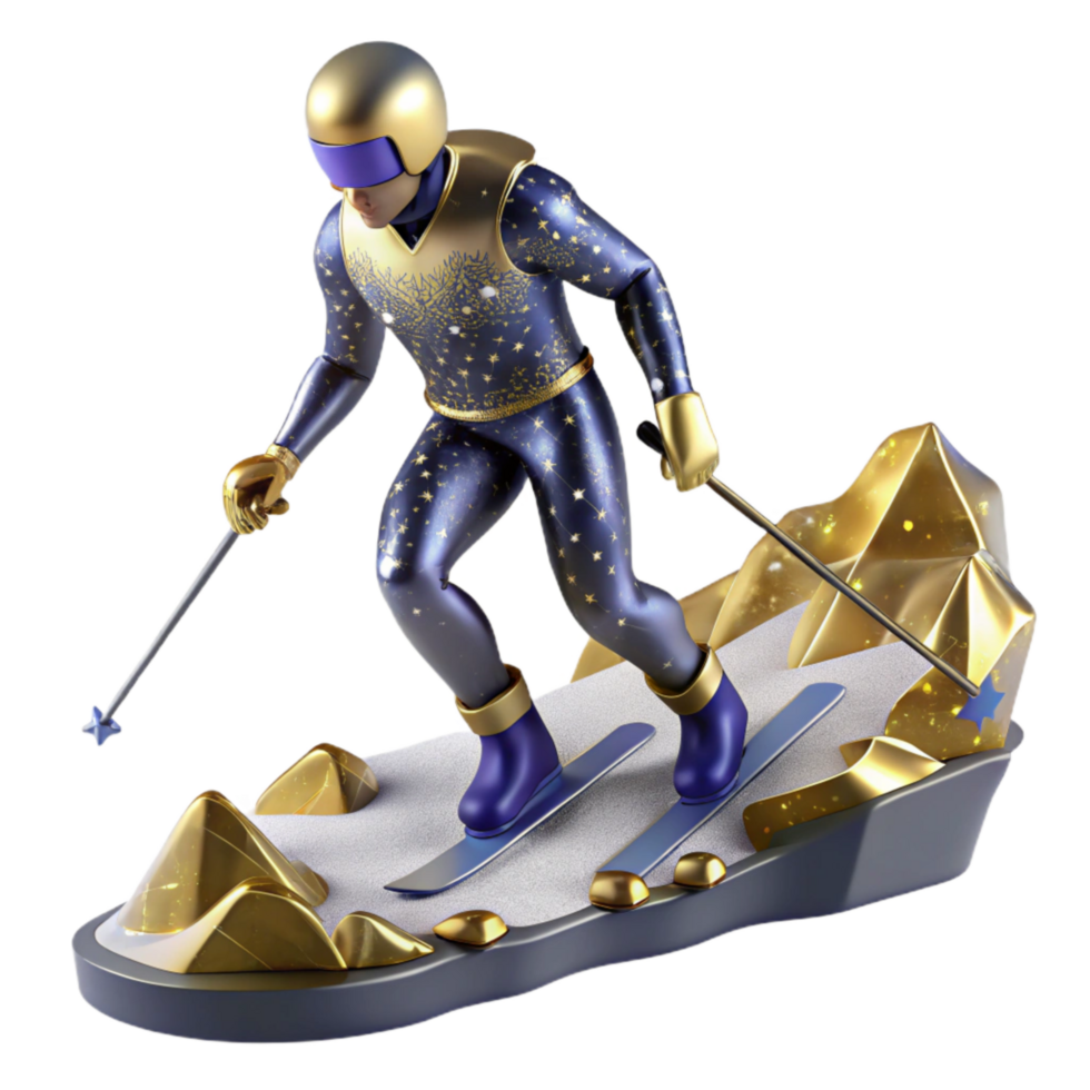 beautiful rustic Biathlon Athlete Skiing Uphill Cutout with Endurance and Determination premium png