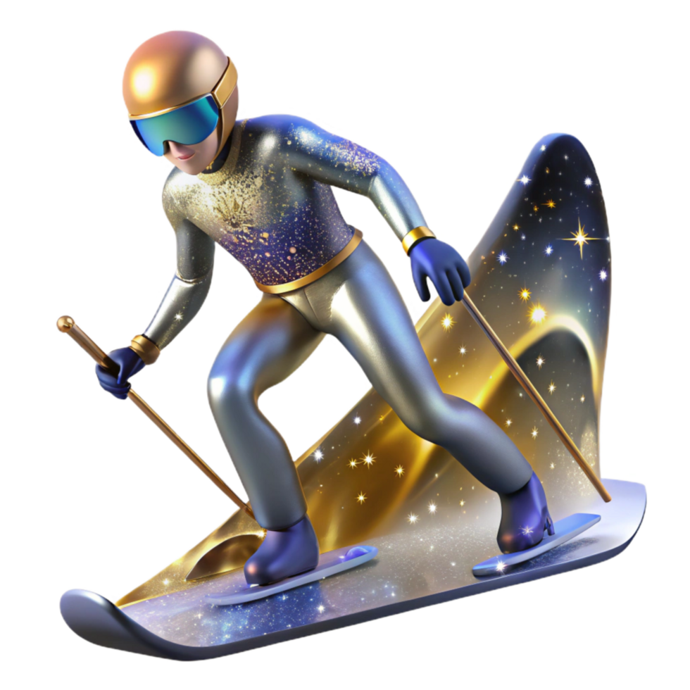 extraordinary abstract Biathlon Athlete Skiing Uphill Cutout with Endurance and Determination exclusive png
