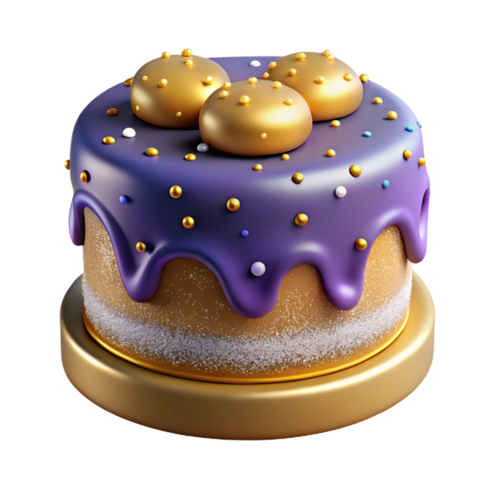 beautiful minimalist Birthday Cake with Sprinkles Isolated on Transparent Background high quality png