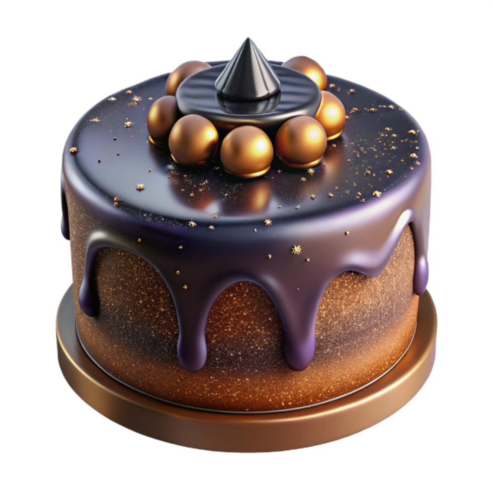 magnificent minimalist Birthday Cake with Chocolate Icing Isolated on Transparent Background professional png