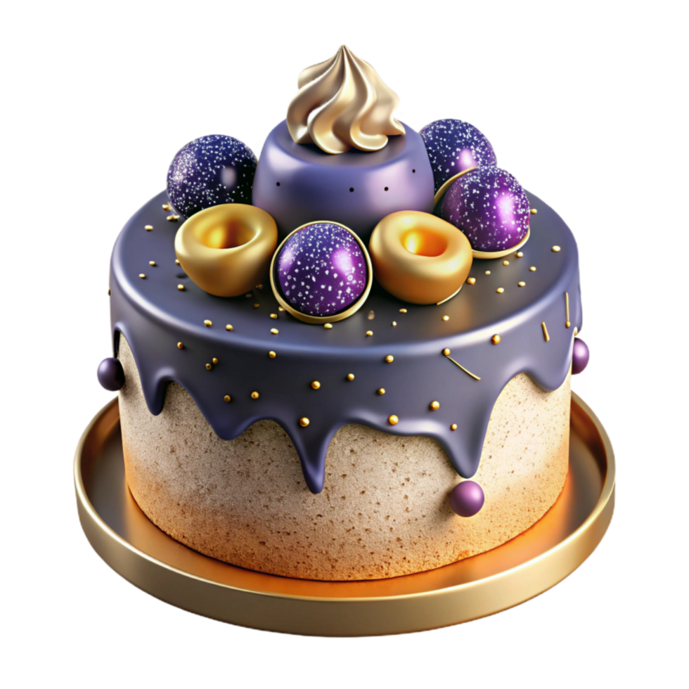 magnificent artistic Birthday Cake with Fruit Topping Isolated on Transparent Background exclusive png