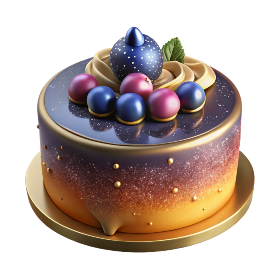 dramatic minimalist Birthday Cake with Fruit Topping Isolated on Transparent Background exclusive png