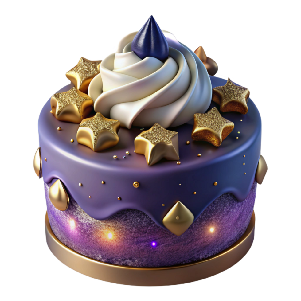 vibrant modern Birthday Cake with Whipped Cream Isolated on Transparent Background png
