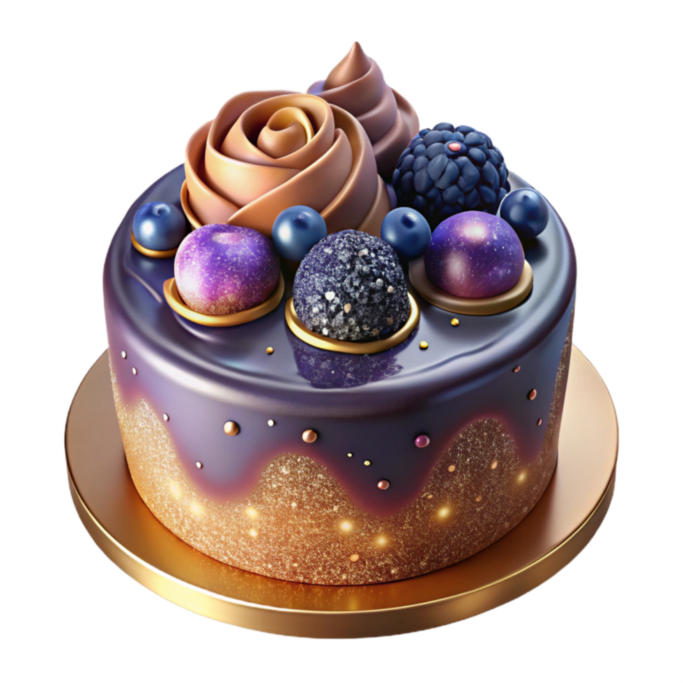 serene creative Birthday Cake with Fruit Topping Isolated on Transparent Background genuine png