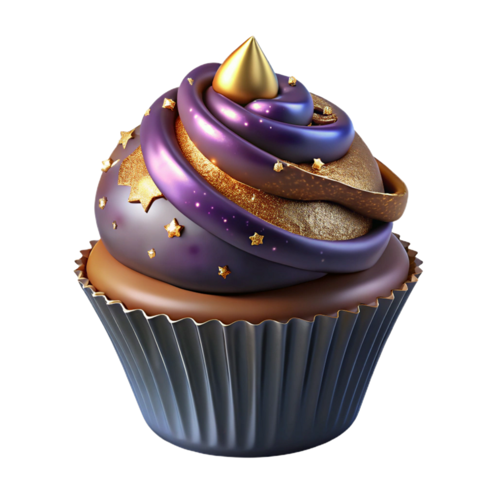 extraordinary rustic Birthday Cupcake with Chocolate Frosting Isolated on Transparent Background professional png