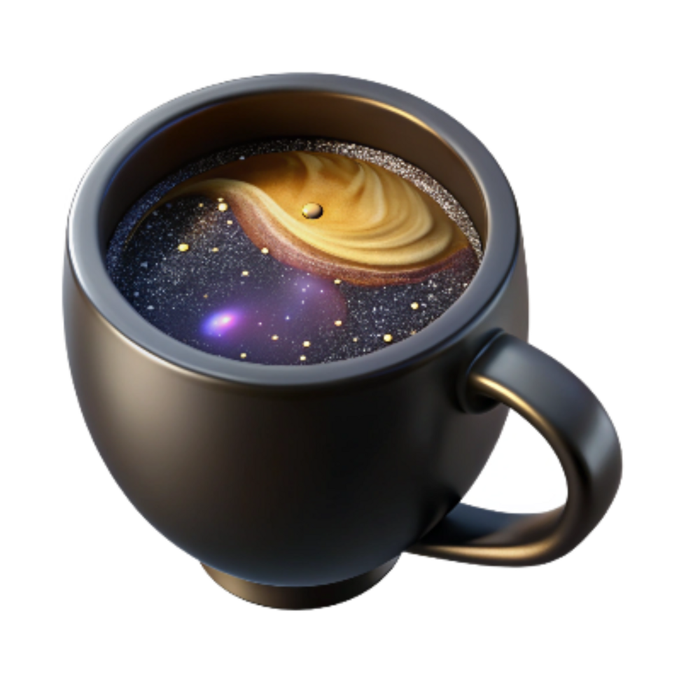 beautiful creative Black Coffee Mug Top View Isolated with Steam premium png